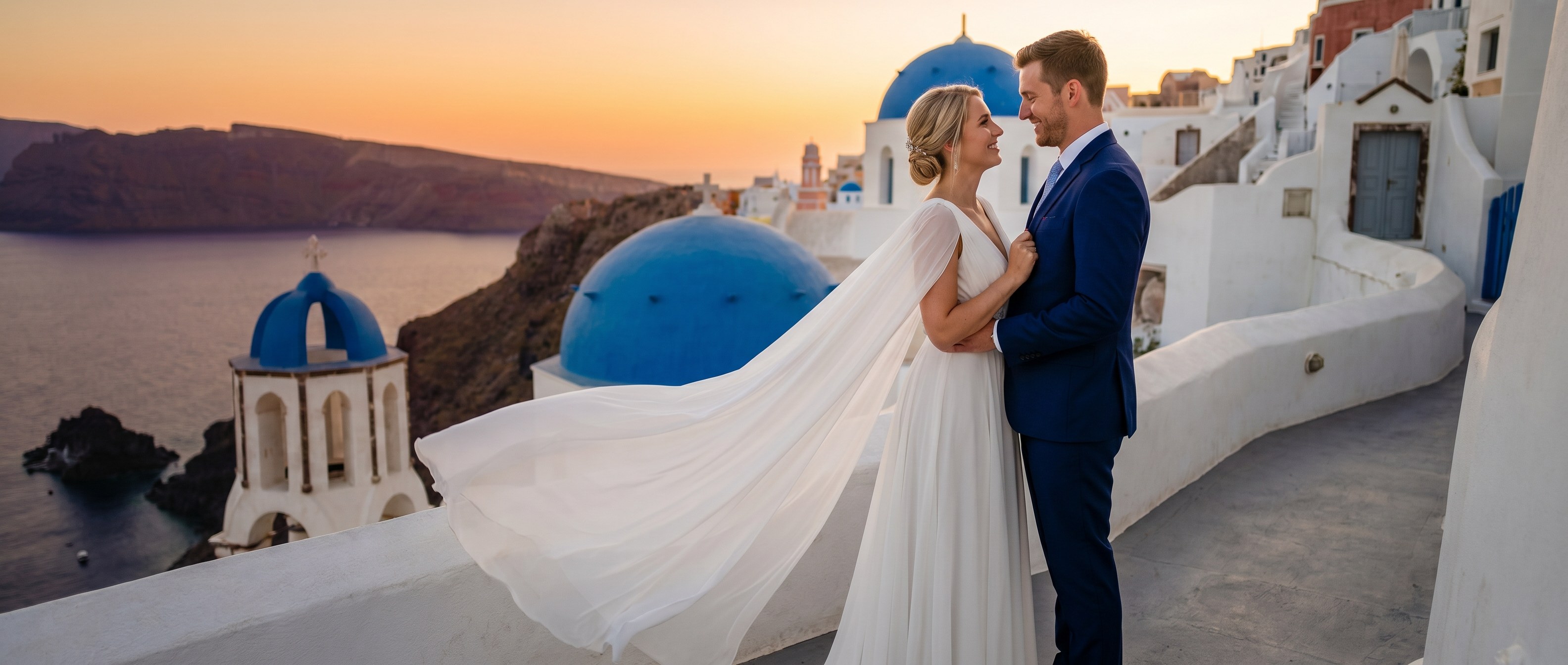Santorini, Greece — Pictaway wedding portrait